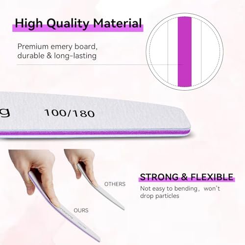 24 PCS 100/180 Grit Nail Files for Women – Double-Sided Emery Boards for Natural Nails, Manicure & Pedicure Tools for Salon and Home Use - görsel 4