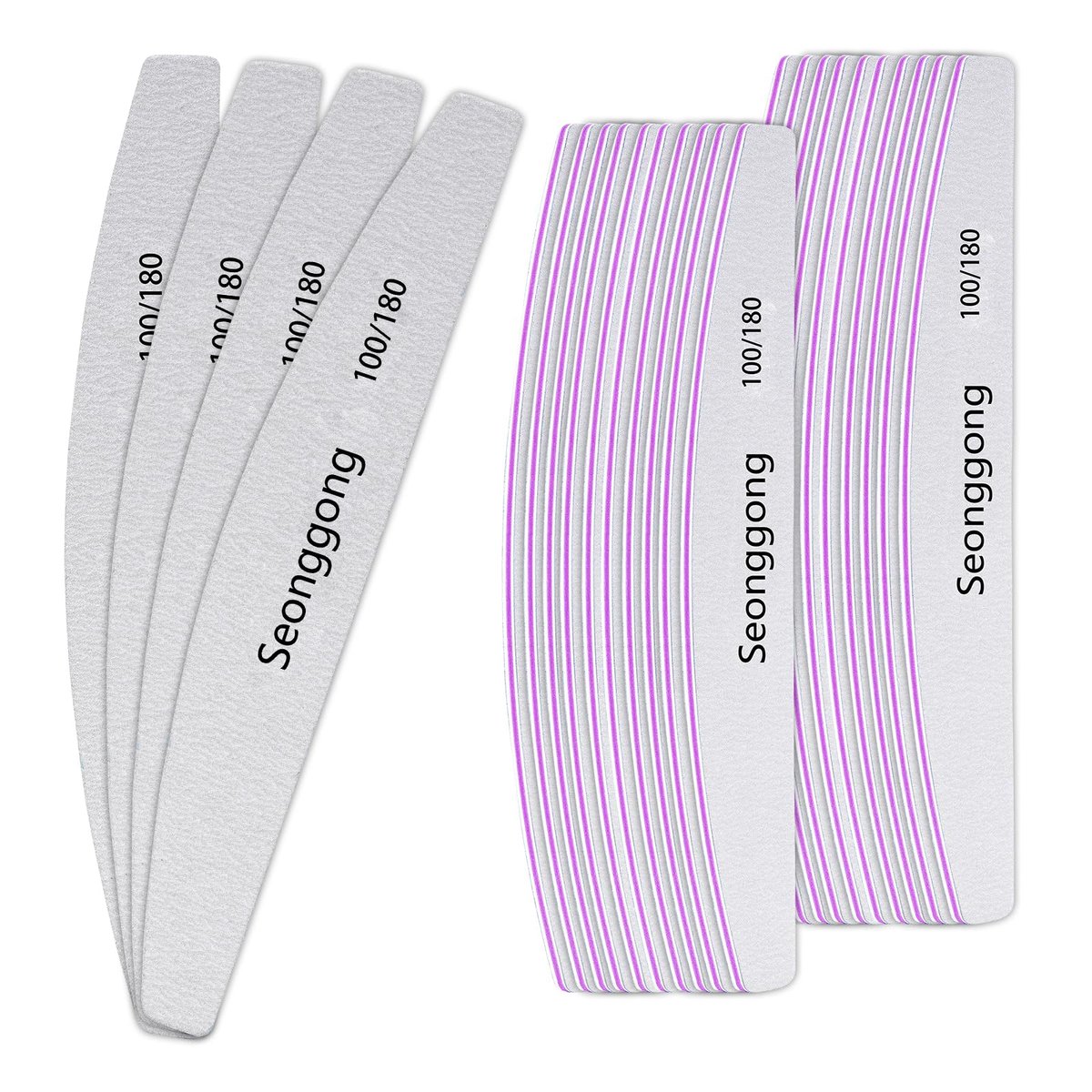24 PCS 100/180 Grit Nail Files for Women – Double-Sided Emery Boards for Natural Nails, Manicure & Pedicure Tools for Salon and Home Use - görsel 1