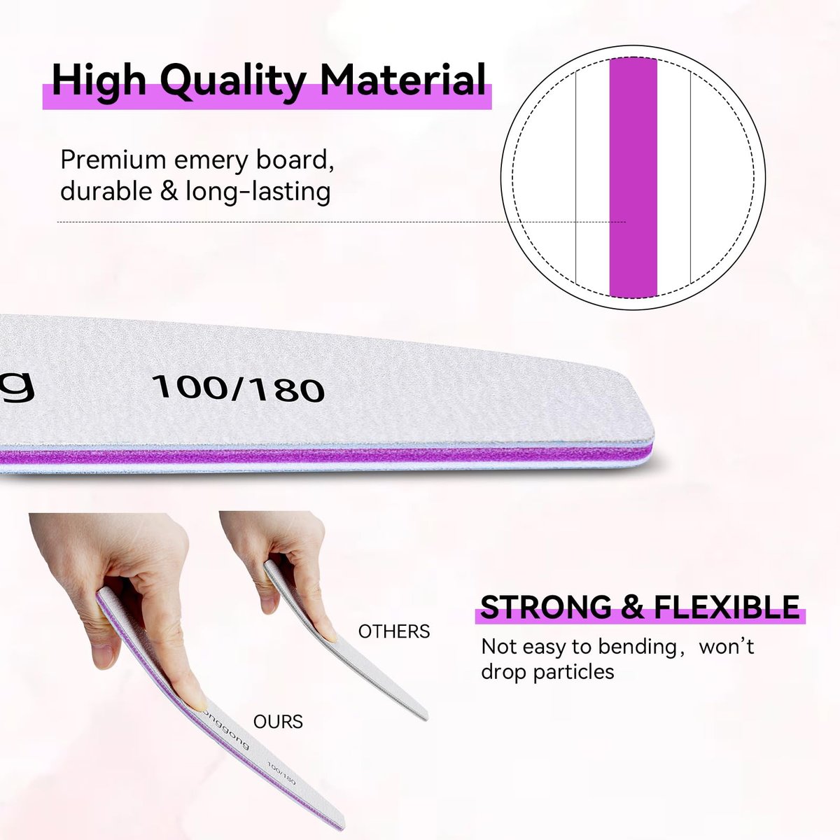 24 PCS 100/180 Grit Nail Files for Women – Double-Sided Emery Boards for Natural Nails, Manicure & Pedicure Tools for Salon and Home Use - görsel 3