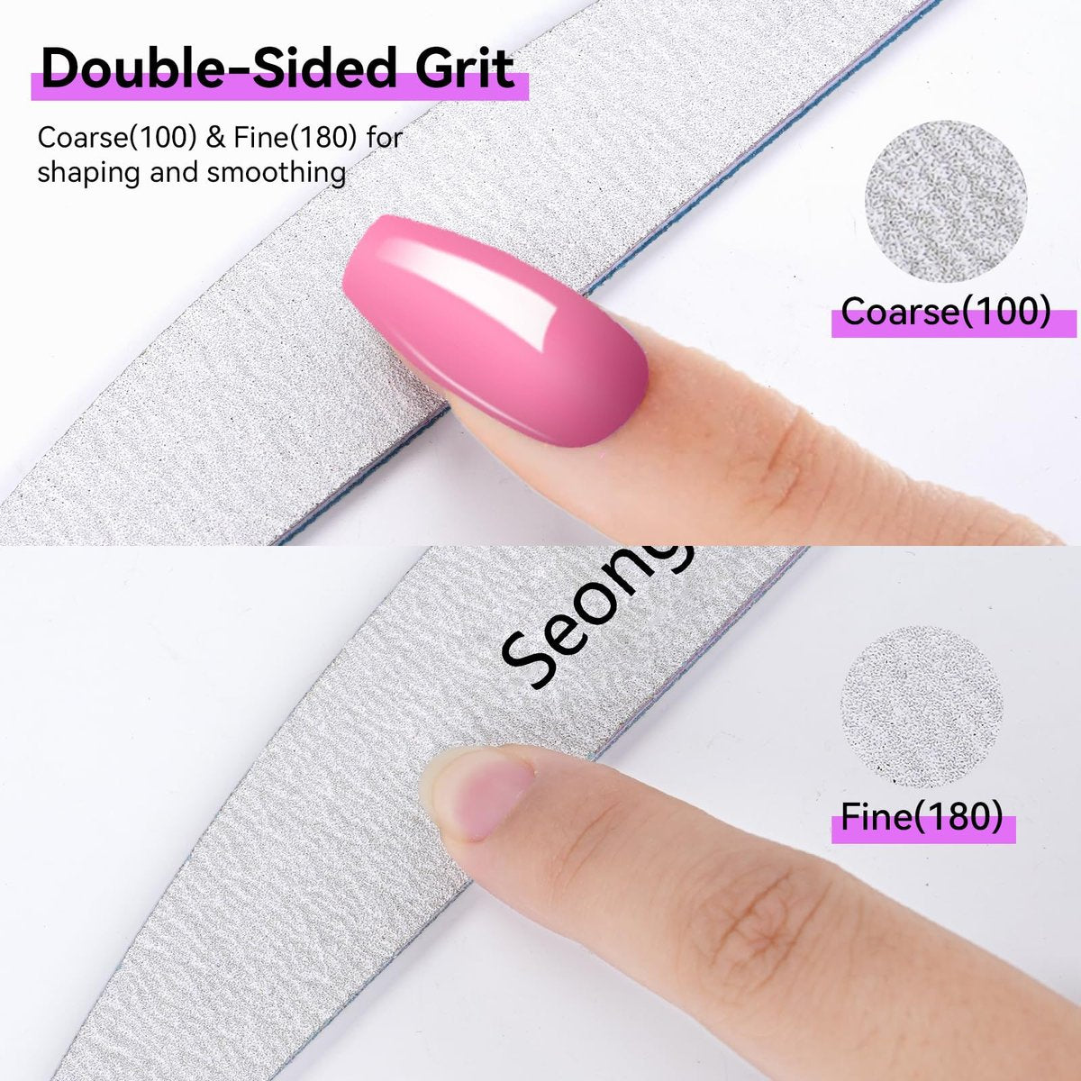 24 PCS 100/180 Grit Nail Files for Women – Double-Sided Emery Boards for Natural Nails, Manicure & Pedicure Tools for Salon and Home Use - görsel 11