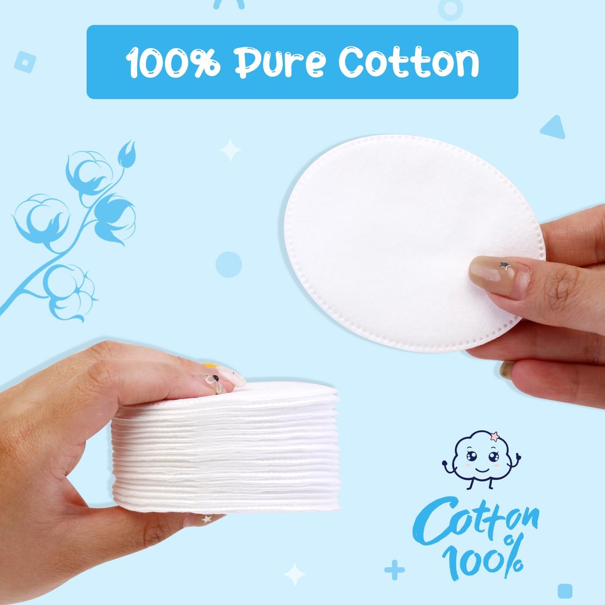Cottonessence Oval Cotton Pads (100-Count) - 100% Pure Cotton, Gentle for Babies, Soft, Large, Lint-Free, Double Sided, Hypoallergenic - görsel 5