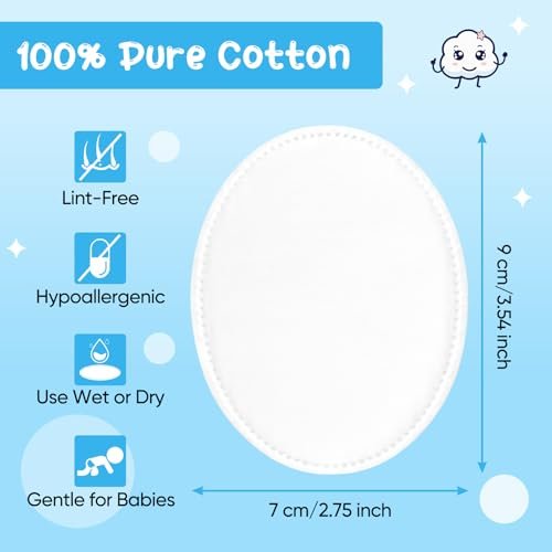 Cottonessence Oval Cotton Pads (100-Count) - 100% Pure Cotton, Gentle for Babies, Soft, Large, Lint-Free, Double Sided, Hypoallergenic - görsel 4