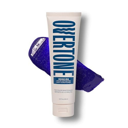 Overtone Daily Color Depositing Conditioner - Indigo Iris for Brown Hair - 4.5 oz - Temporary Color Refresh & Fade Prevention - Vegan & Cruelty-Free Avelisse