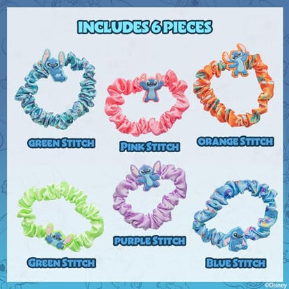 Stitch 6 Piece Hair Scrunchie Set – Satin Hair Ties for Girls, School Rewards, Party Favors, Stocking Stuffer, Birthday Gift, Ages 3+ by Townley Girl
