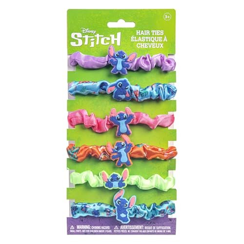 Stitch 6 Piece Hair Scrunchie Set – Satin Hair Ties for Girls, School Rewards, Party Favors, Stocking Stuffer, Birthday Gift, Ages 3+ by Townley Girl - görsel 2