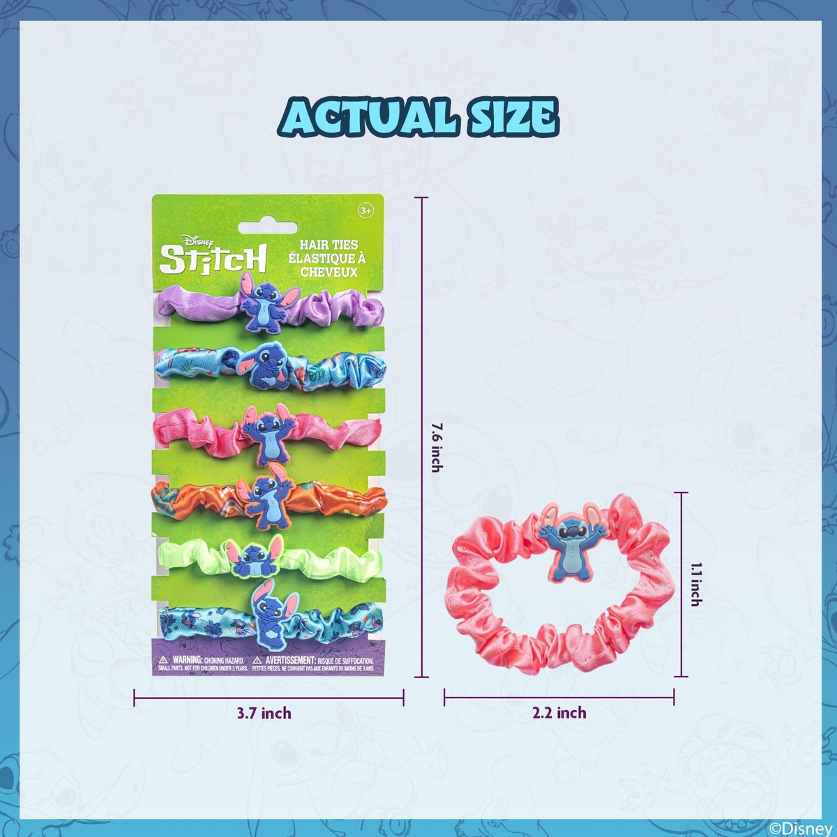 Stitch 6 Piece Hair Scrunchie Set – Satin Hair Ties for Girls, School Rewards, Party Favors, Stocking Stuffer, Birthday Gift, Ages 3+ by Townley Girl - görsel 13