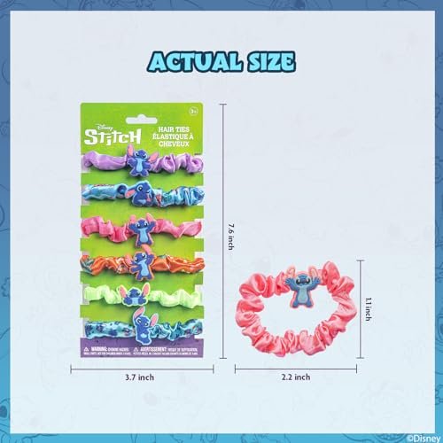 Stitch 6 Piece Hair Scrunchie Set – Satin Hair Ties for Girls, School Rewards, Party Favors, Stocking Stuffer, Birthday Gift, Ages 3+ by Townley Girl - görsel 14