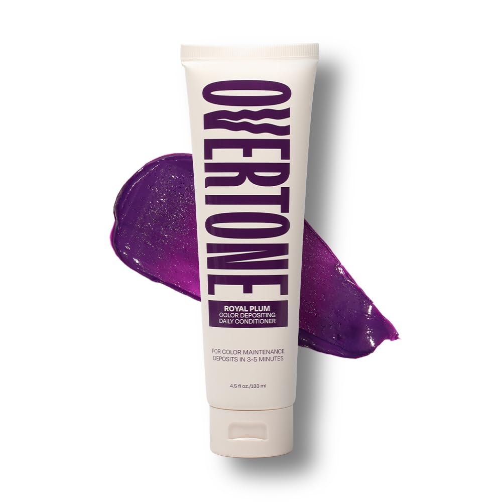 oVertone Daily Color Depositing Conditioner - Royal Plum for Brown Hair - 4.5 oz - Vegan & Cruelty-Free Temporary Coloring Conditioner with Shea Butter & Coconut Oil Avelisse