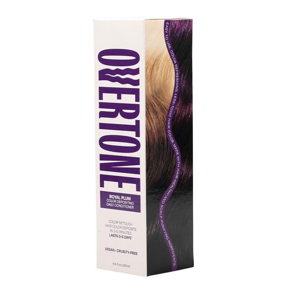 oVertone Daily Color Depositing Conditioner - Royal Plum for Brown Hair - 4.5 oz - Vegan & Cruelty-Free Temporary Coloring Conditioner with Shea Butter & Coconut Oil Avelisse