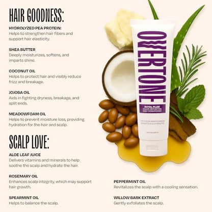 oVertone Daily Color Depositing Conditioner - Royal Plum for Brown Hair - 4.5 oz - Vegan & Cruelty-Free Temporary Coloring Conditioner with Shea Butter & Coconut Oil Avelisse