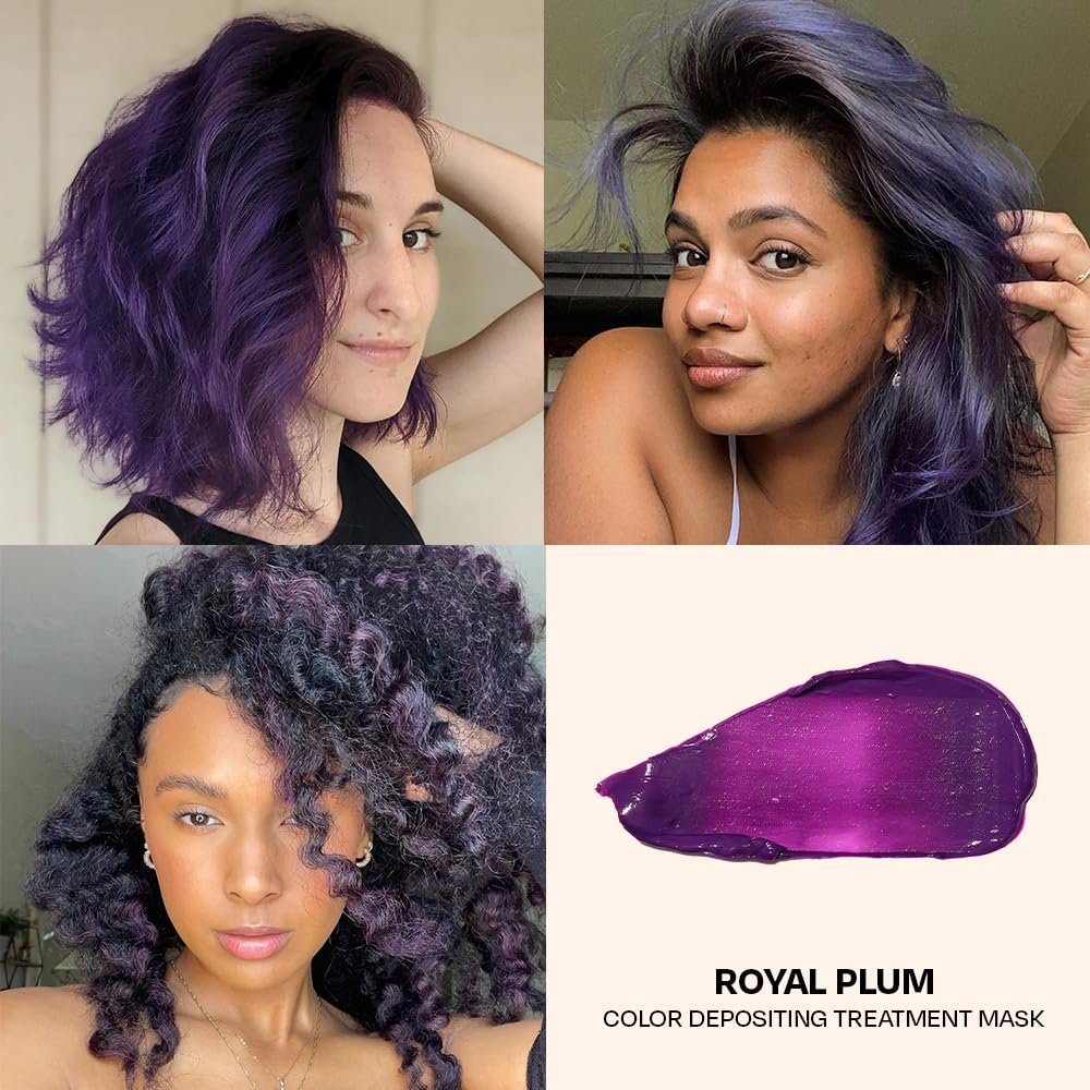 oVertone Daily Color Depositing Conditioner - Royal Plum for Brown Hair - 4.5 oz - Vegan & Cruelty-Free Temporary Coloring Conditioner with Shea Butter & Coconut Oil Avelisse