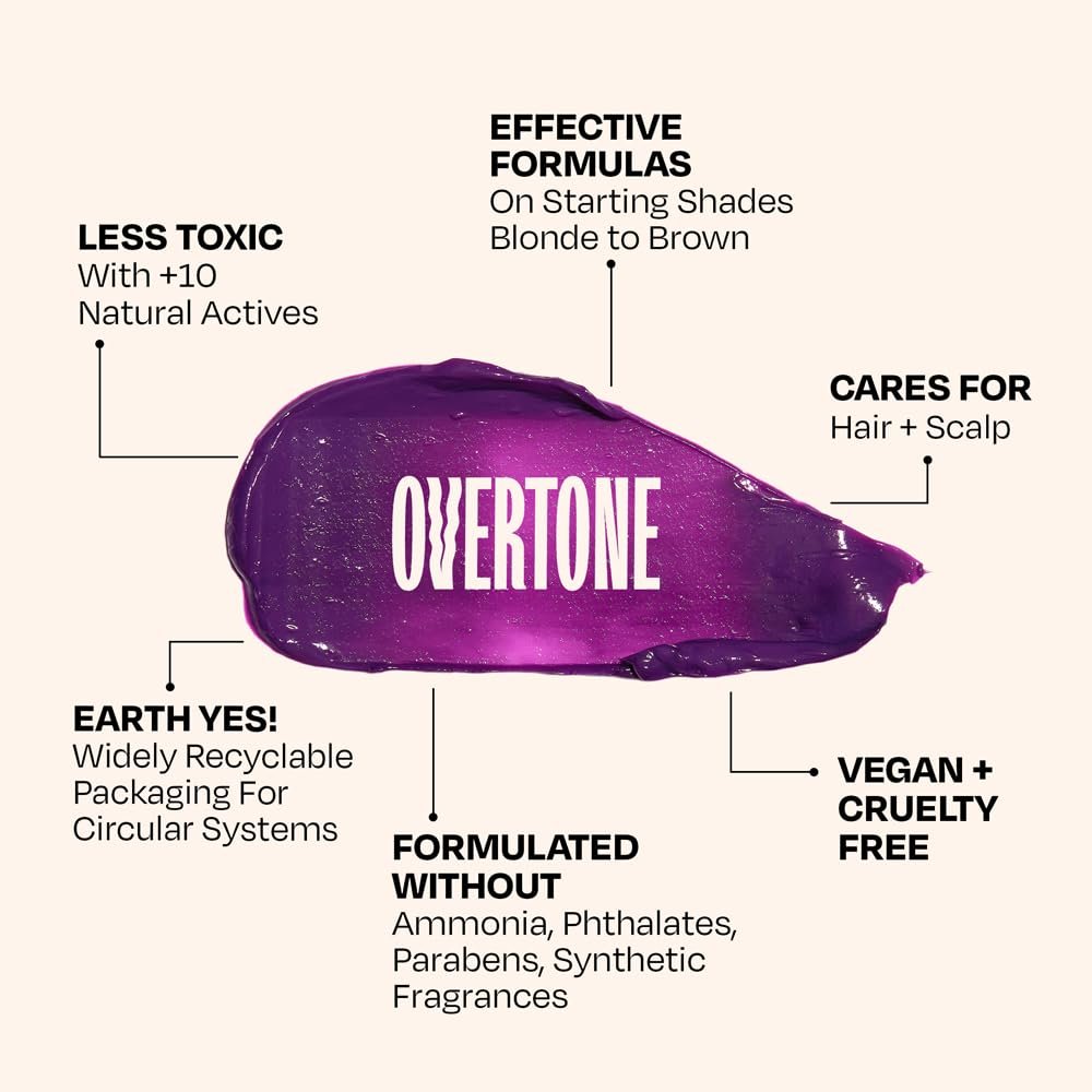 oVertone Daily Color Depositing Conditioner - Royal Plum for Brown Hair - 4.5 oz - Vegan & Cruelty-Free Temporary Coloring Conditioner with Shea Butter & Coconut Oil Avelisse