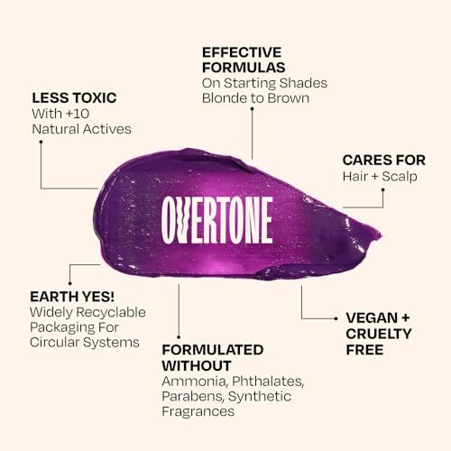 oVertone Daily Color Depositing Conditioner - Royal Plum for Brown Hair - 4.5 oz - Vegan & Cruelty-Free Temporary Coloring Conditioner with Shea Butter & Coconut Oil Avelisse