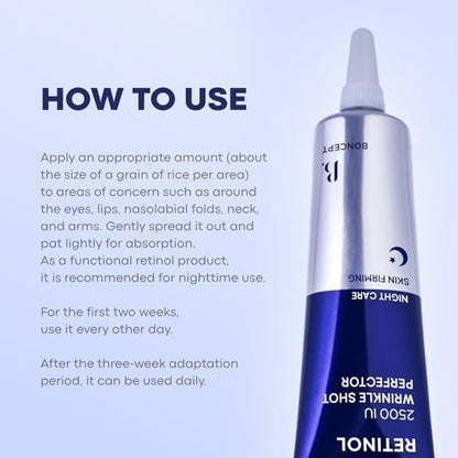 BONCEPT Retinol 2500 IU Wrinkle-Shot Perfector – Korean Anti-Aging Face Cream with Bakuchiol for Beginners, Pore Care & Firming, 0.5 fl oz