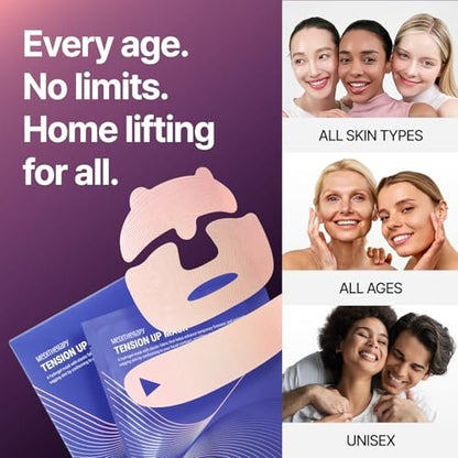 MEDITHERAPY Tension Up Mask 5EA - Korean Collagen Face V Line Lifting Mask - Hydrating Firming & Skin Tightening for Sharp & Sculpted Contour, Double Chin Reducer - Matrixyl & Peptide Gel Facial Mask Avelisse