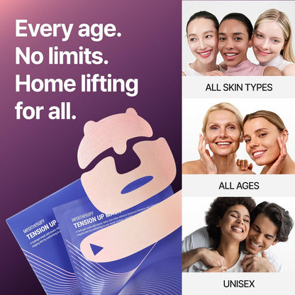 MEDITHERAPY Tension Up Mask 5EA - Korean Collagen Face V Line Lifting Mask - Hydrating Firming & Skin Tightening for Sharp & Sculpted Contour, Double Chin Reducer - Matrixyl & Peptide Gel Facial Mask Avelisse