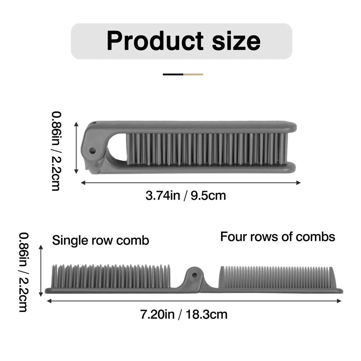3-Piece Pocket Folding Comb Set – Portable Travel Hair Brushes with Dual-Headed Design, Compact and Colorful (Gray, Purple, White) - görsel 7