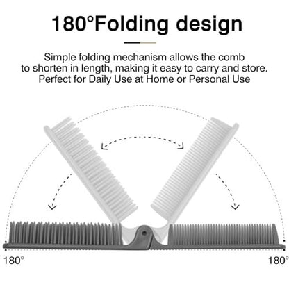 3-Piece Pocket Folding Comb Set – Portable Travel Hair Brushes with Dual-Headed Design, Compact and Colorful (Gray, Purple, White)