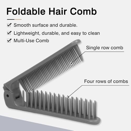 3-Piece Pocket Folding Comb Set – Portable Travel Hair Brushes with Dual-Headed Design, Compact and Colorful (Gray, Purple, White) - görsel 4