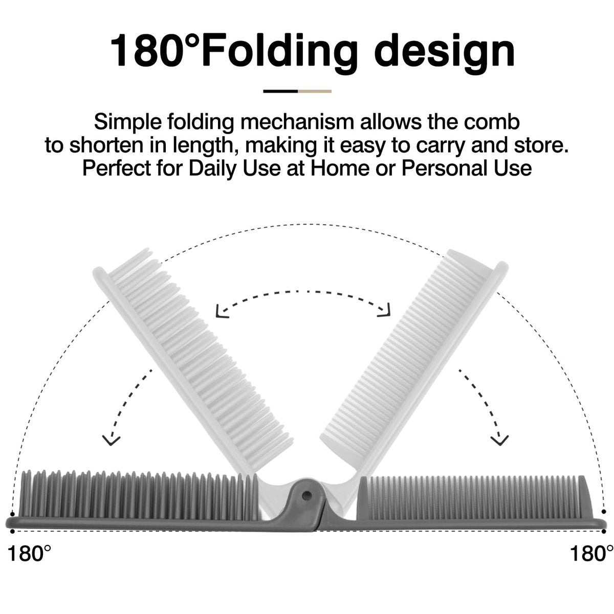 3-Piece Pocket Folding Comb Set – Portable Travel Hair Brushes with Dual-Headed Design, Compact and Colorful (Gray, Purple, White) - görsel 5