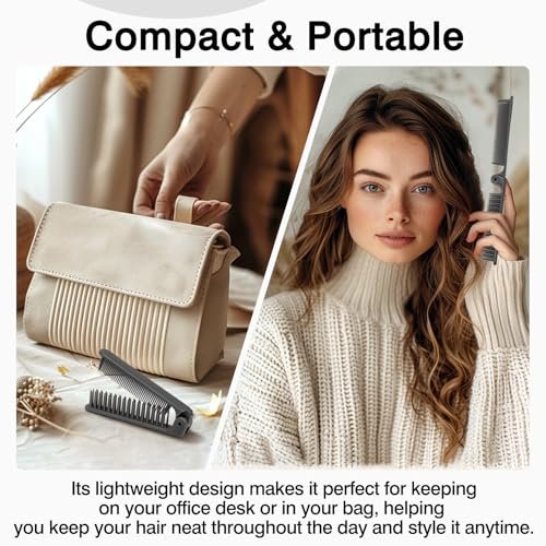 3-Piece Pocket Folding Comb Set – Portable Travel Hair Brushes with Dual-Headed Design, Compact and Colorful (Gray, Purple, White) - görsel 12