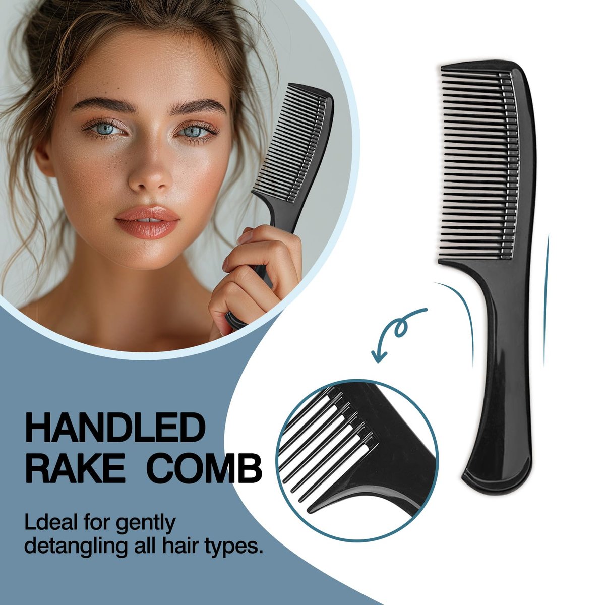 3-Piece Wide-Tooth Comb Set for Detangling & Styling – Ergonomic Grip for Medium & Thick Hair – Salon-Style for Men & Women (Black) - görsel 3