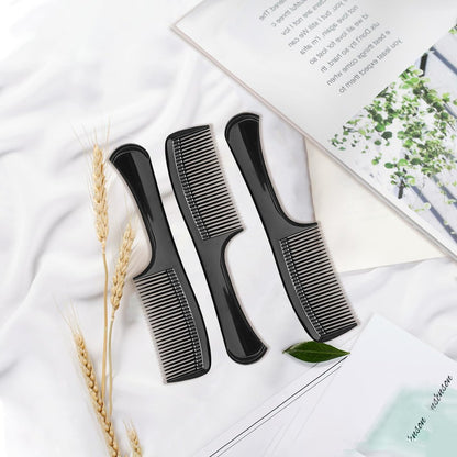 3-Piece Wide-Tooth Comb Set for Detangling & Styling – Ergonomic Grip for Medium & Thick Hair – Salon-Style for Men & Women (Black)