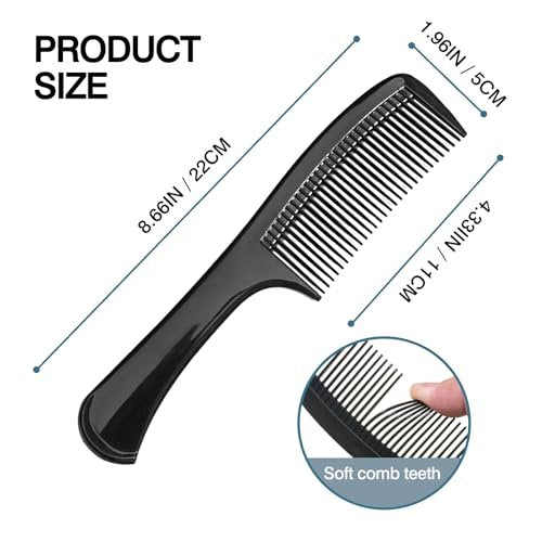 3-Piece Wide-Tooth Comb Set for Detangling & Styling – Ergonomic Grip for Medium & Thick Hair – Salon-Style for Men & Women (Black) - görsel 8