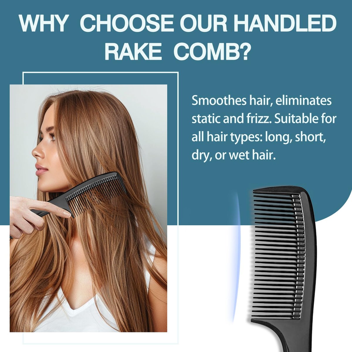 3-Piece Wide-Tooth Comb Set for Detangling & Styling – Ergonomic Grip for Medium & Thick Hair – Salon-Style for Men & Women (Black) - görsel 9
