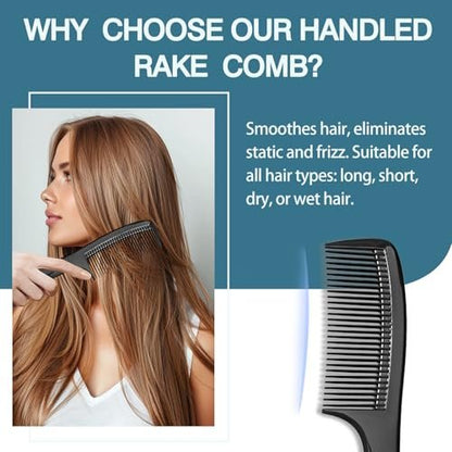 3-Piece Wide-Tooth Comb Set for Detangling & Styling – Ergonomic Grip for Medium & Thick Hair – Salon-Style for Men & Women (Black)