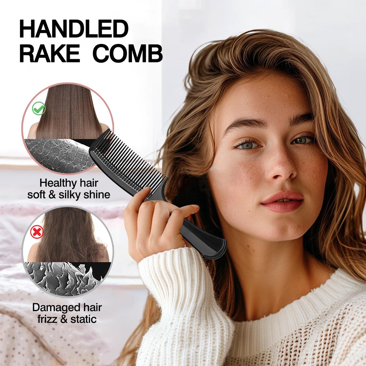 3-Piece Wide-Tooth Comb Set for Detangling & Styling – Ergonomic Grip for Medium & Thick Hair – Salon-Style for Men & Women (Black) - görsel 5