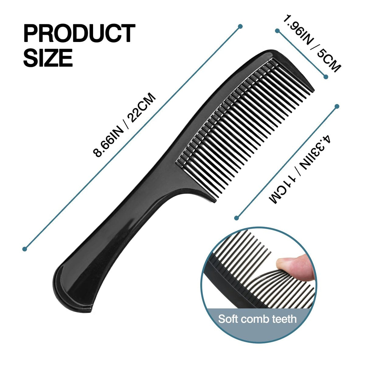 3-Piece Wide-Tooth Comb Set for Detangling & Styling – Ergonomic Grip for Medium & Thick Hair – Salon-Style for Men & Women (Black) - görsel 7