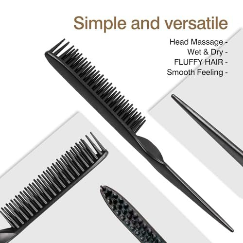 3-Row Rat Tail Styling Comb Set (4PCS) – Flexible Comb for Detangling, Defining Curls, and Sectioning Hair - görsel 10