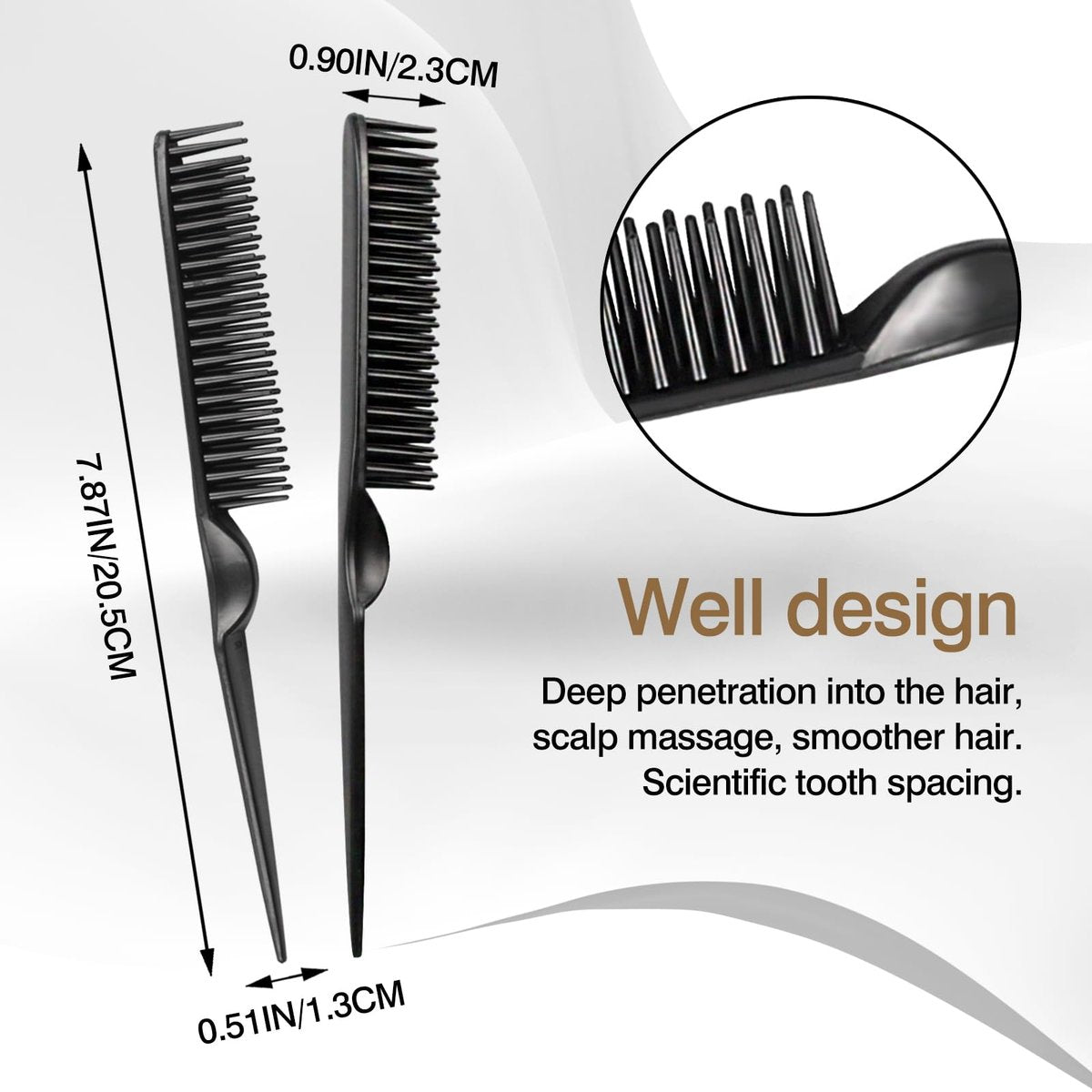 3-Row Rat Tail Styling Comb Set (4PCS) – Flexible Comb for Detangling, Defining Curls, and Sectioning Hair - görsel 7