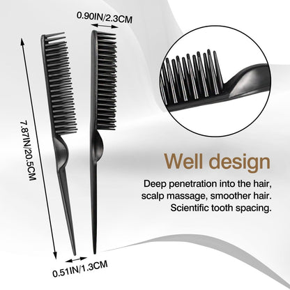 3-Row Rat Tail Styling Comb Set (4PCS) – Flexible Comb for Detangling, Defining Curls, and Sectioning Hair