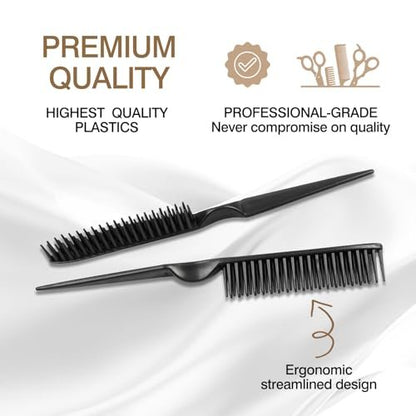 3-Row Rat Tail Styling Comb Set (4PCS) – Flexible Comb for Detangling, Defining Curls, and Sectioning Hair