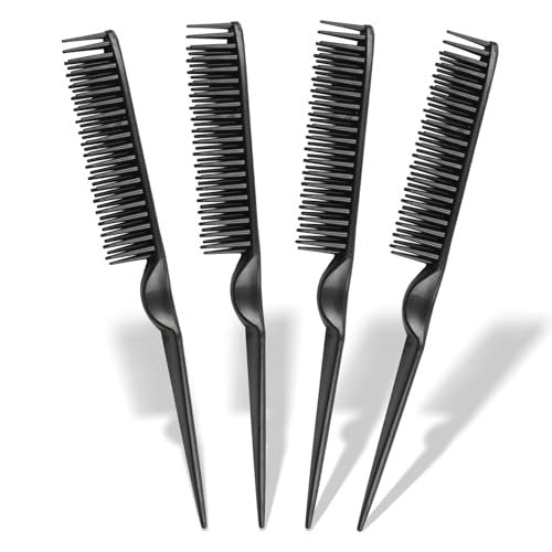 3-Row Rat Tail Styling Comb Set (4PCS) – Flexible Comb for Detangling, Defining Curls, and Sectioning Hair - görsel 2