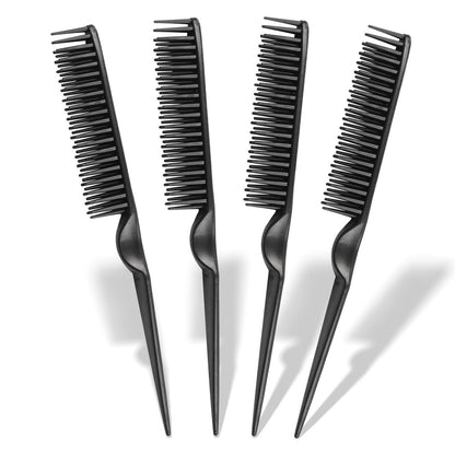 3-Row Rat Tail Styling Comb Set (4PCS) – Flexible Comb for Detangling, Defining Curls, and Sectioning Hair