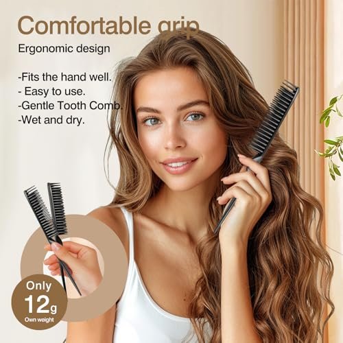 3-Row Rat Tail Styling Comb Set (4PCS) – Flexible Comb for Detangling, Defining Curls, and Sectioning Hair - görsel 12