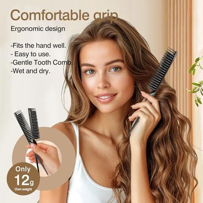 3-Row Rat Tail Styling Comb Set (4PCS) – Flexible Comb for Detangling, Defining Curls, and Sectioning Hair