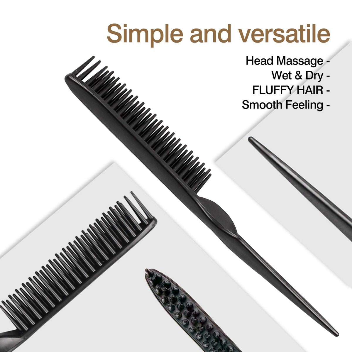 3-Row Rat Tail Styling Comb Set (4PCS) – Flexible Comb for Detangling, Defining Curls, and Sectioning Hair - görsel 9