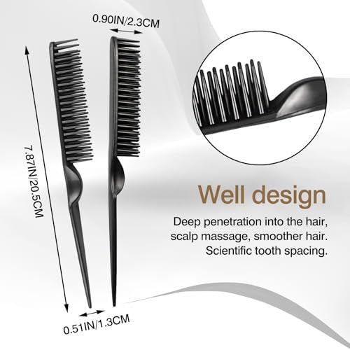 3-Row Rat Tail Styling Comb Set (4PCS) – Flexible Comb for Detangling, Defining Curls, and Sectioning Hair - görsel 8