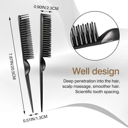 3-Row Rat Tail Styling Comb Set (4PCS) – Flexible Comb for Detangling, Defining Curls, and Sectioning Hair