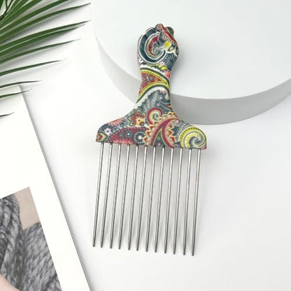 Zoolinn Stainless Steel Professional Hair Styling Pick Comb for Afro and Curly Hair – Unisex Design