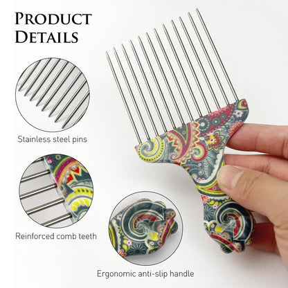 Zoolinn Stainless Steel Professional Hair Styling Pick Comb for Afro and Curly Hair – Unisex Design