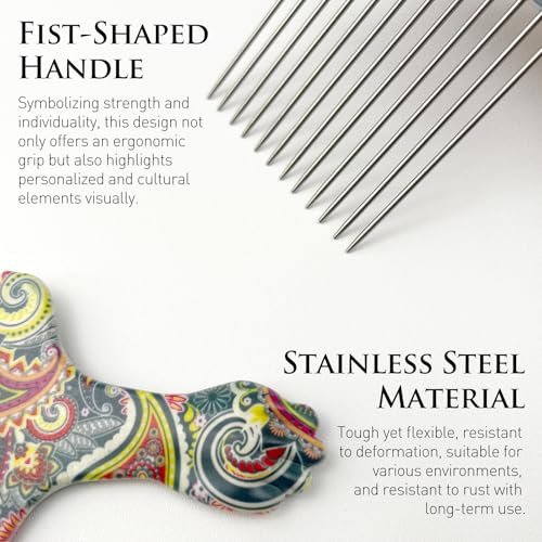 Zoolinn Stainless Steel Professional Hair Styling Pick Comb for Afro and Curly Hair – Unisex Design - görsel 10
