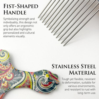 Zoolinn Stainless Steel Professional Hair Styling Pick Comb for Afro and Curly Hair – Unisex Design
