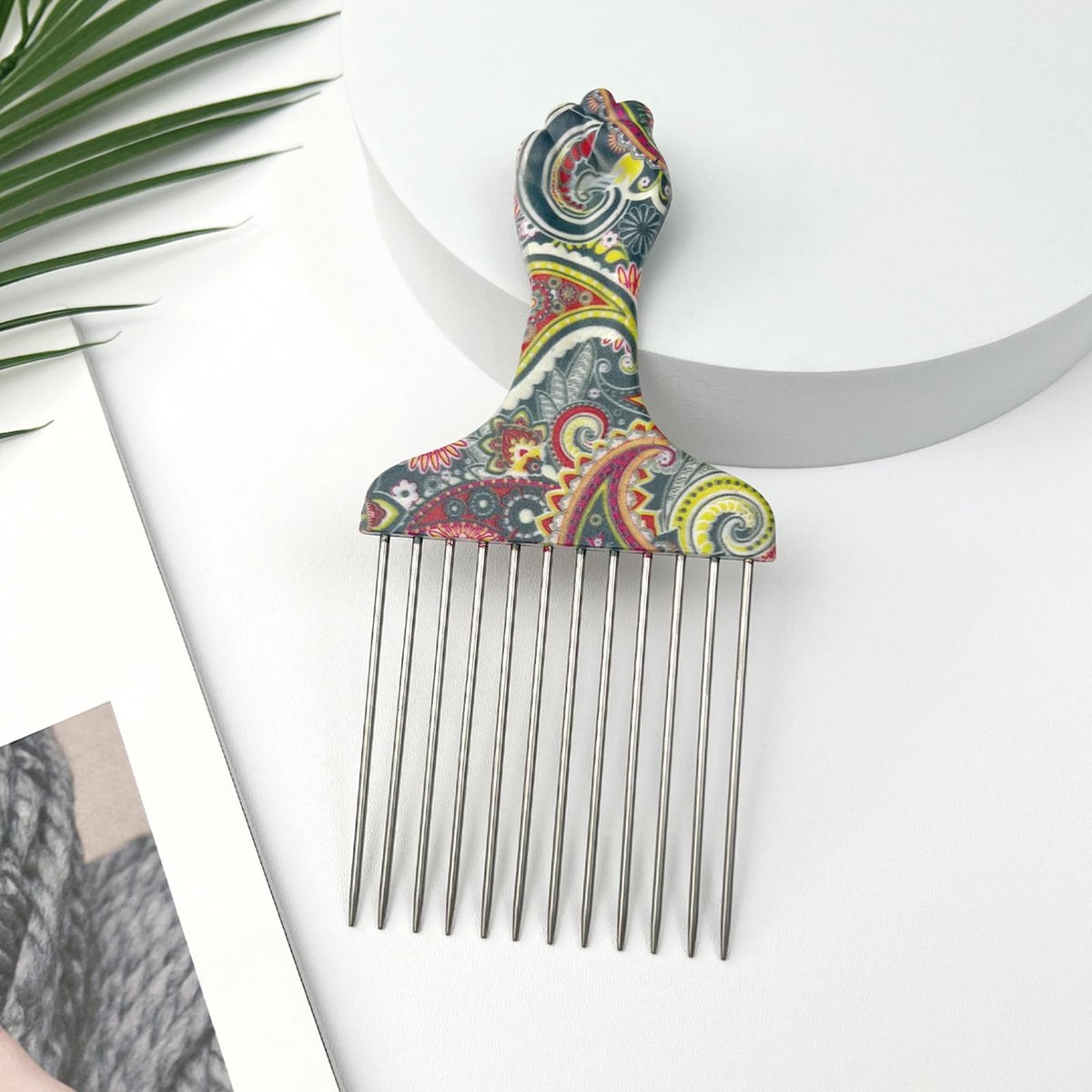 Zoolinn Stainless Steel Professional Hair Styling Pick Comb for Afro and Curly Hair – Unisex Design - görsel 13
