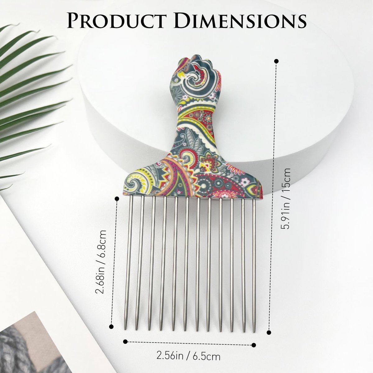 Zoolinn Stainless Steel Professional Hair Styling Pick Comb for Afro and Curly Hair – Unisex Design - görsel 3