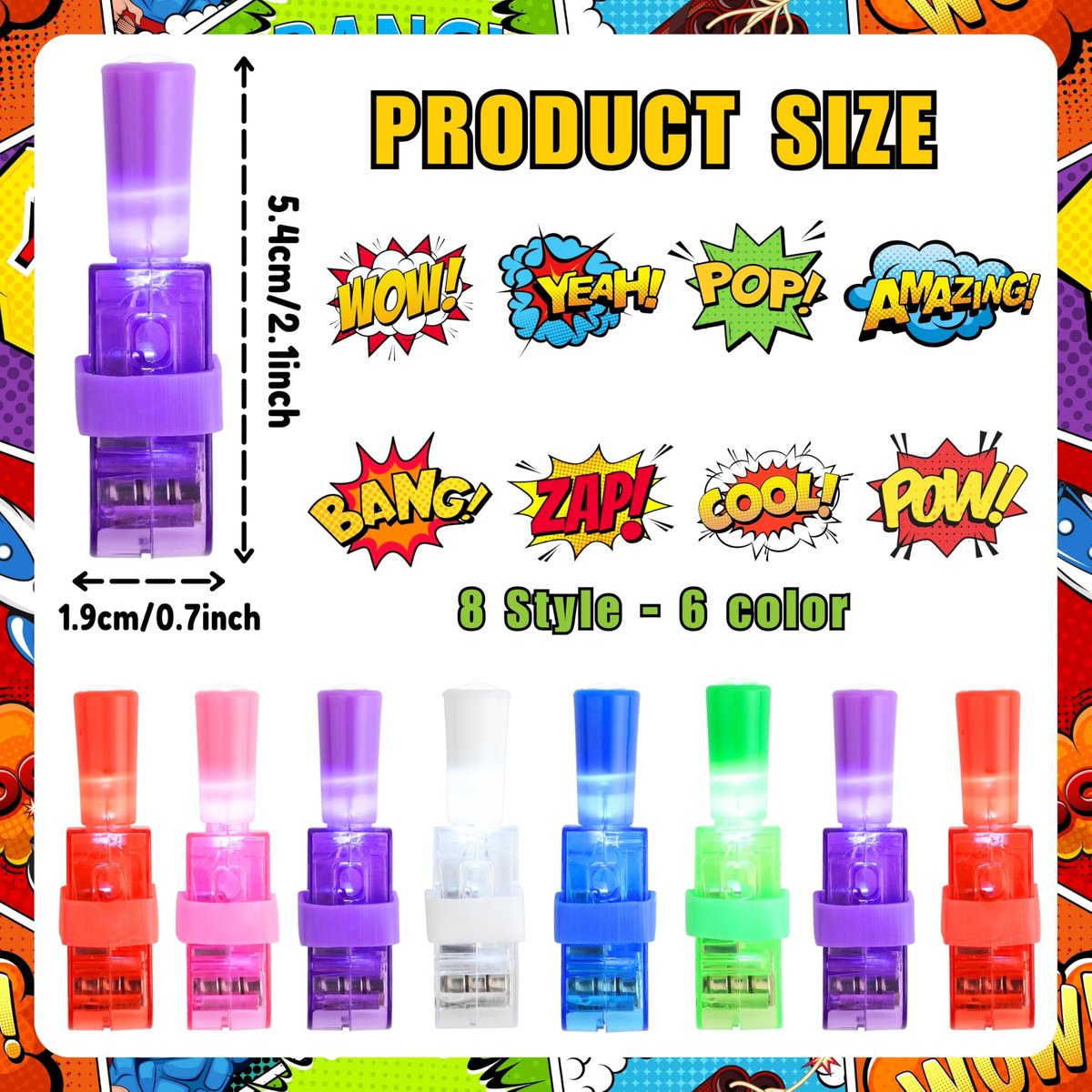 72 PCS Hero Party Favors - 48 Temporary Tattoos & 24 LED Finger Lights Combo - Superhero Birthday Goodie Bag Fillers, Light Up Toys for Kids and Adults, Party Supplies - görsel 15